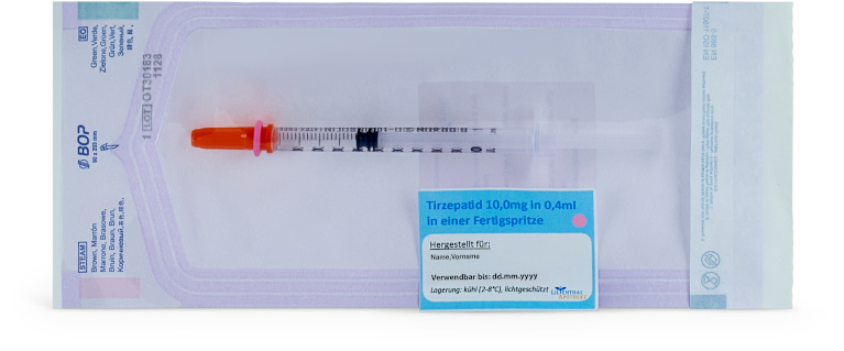 Tirzepatid 10mg/dosis Fertigspritze, anwendungsfertig 4 St. (Bedarf für 4 Wochen)